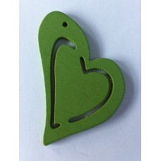 Houten hart groen 50 x 30 x 3 mm